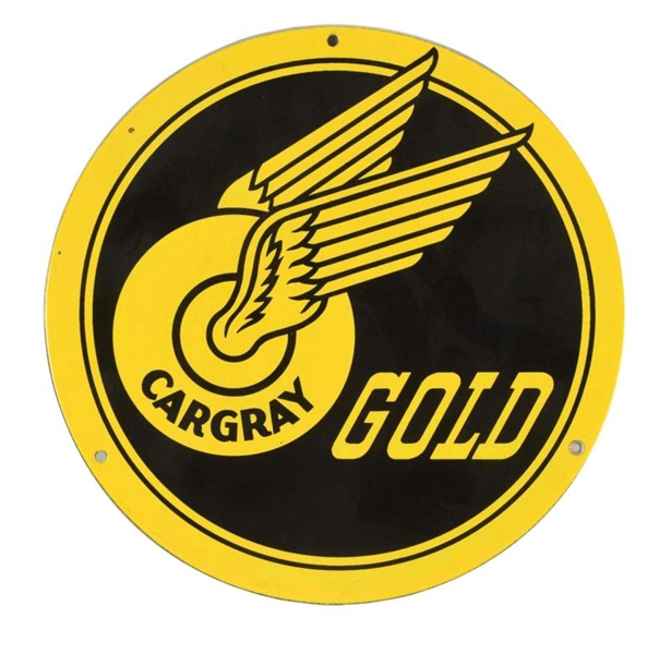 CARGRAY GOLD WITH LOGO PORCELAIN SIGN.            