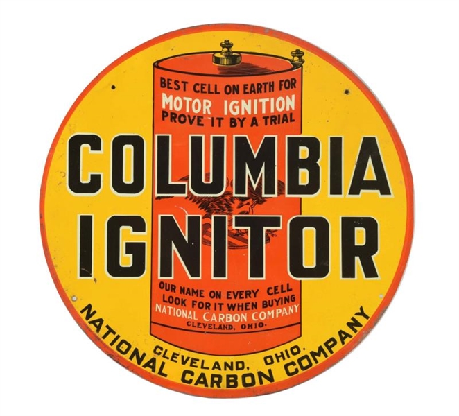 COLUMBIA IGNITOR WITH LOGO TIN SIGN.              