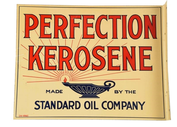 STANDARD OIL PERFECTION KEROSENE TIN FLANGE SIGN. 