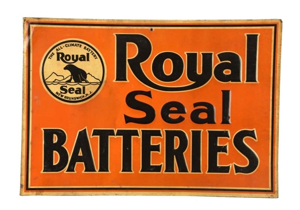 ROYAL SEAL BATTERIES WITH LOGO TIN EMBOSSED SIGN. 