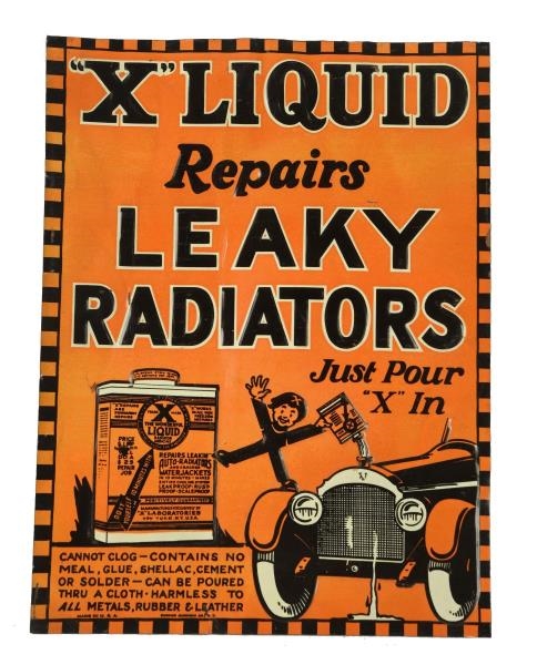 "X" LIQUID REPAIRS LEAKY RADIATORS TIN TACKER SIGN