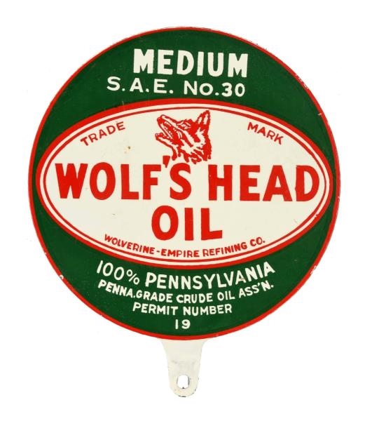 WOLFS HEAD OIL MEDIUM TIN LUBSTER PADDLE SIGN.   