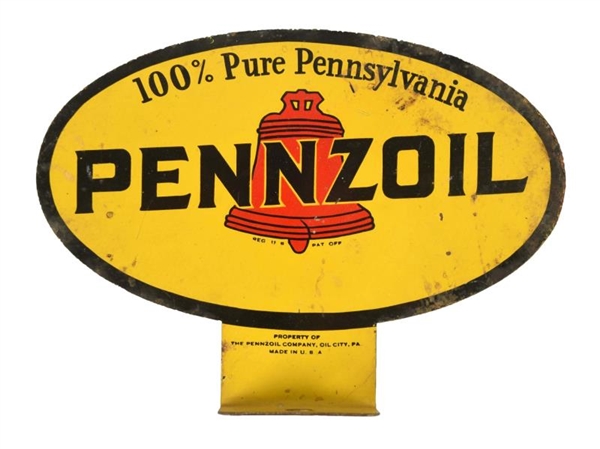 PENNZOIL W/ RED BELL TIN LUBSTER PADDLE SIGN.     