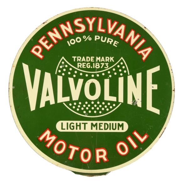 VALVOLINE MOTOR OIL TIN LUBSTER PADDLE SIGN.      