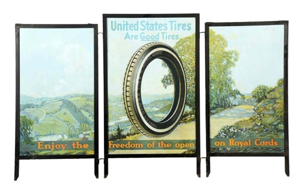 UNITED STATES TIRES ARE GOOD TIRES TRI FOLD SIGN. 