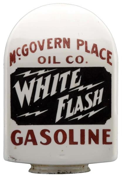 WHITE FLASH GASOLINE OPE SQUARE MILKGLASS GLOBE.  