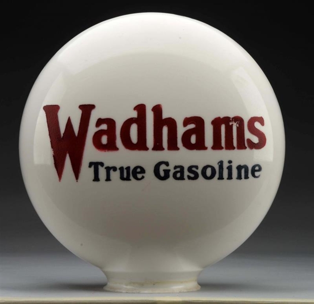 WADHAMS TRUE GASOLINE OPE MILKGLASS GLOBE.        