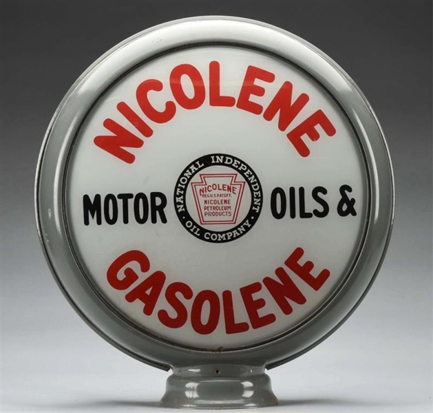 NICOLENE MOTOR OILS & GASOLINE 15" GLOBE LENSES.  