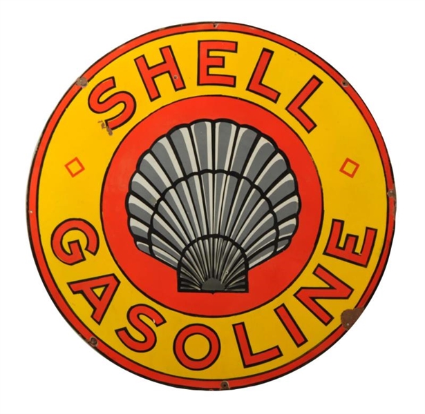 SHELL GASOLINE WITH GREY ROXANNE LOGO SIGN.       
