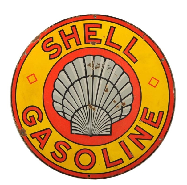 SHELL GASOLINE WITH GREY ROXANNE LOGO SIGN.       