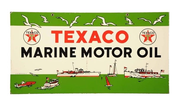 TEXACO(WHITE T) MARINE MOTOR OIL W/ SHIP GRAPHICS.