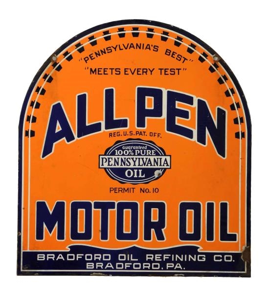 PENN MOTOR OIL "BRADFORD OIL REFINING CO." SIGN.  