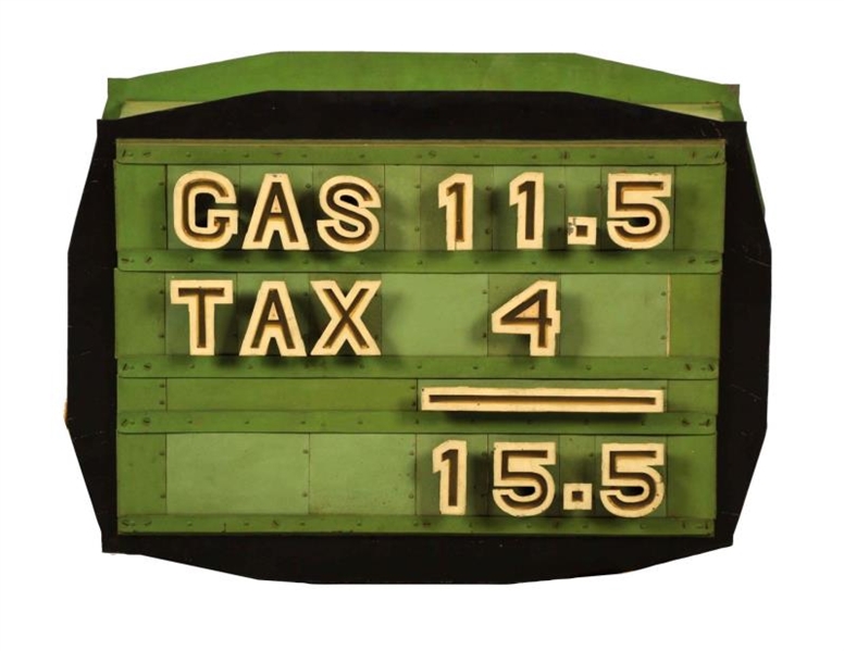 LIGHTED GAS & TAX SIGN.                           