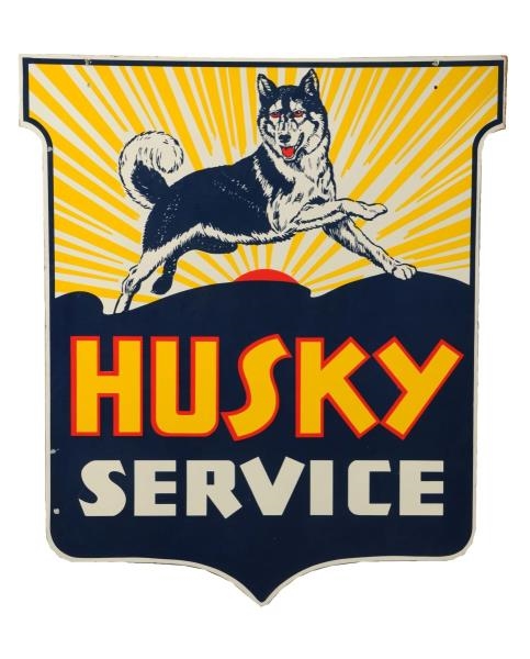 HUSKY SERVICE WITH DOG & SUNRISE LOGO SIGN.       
