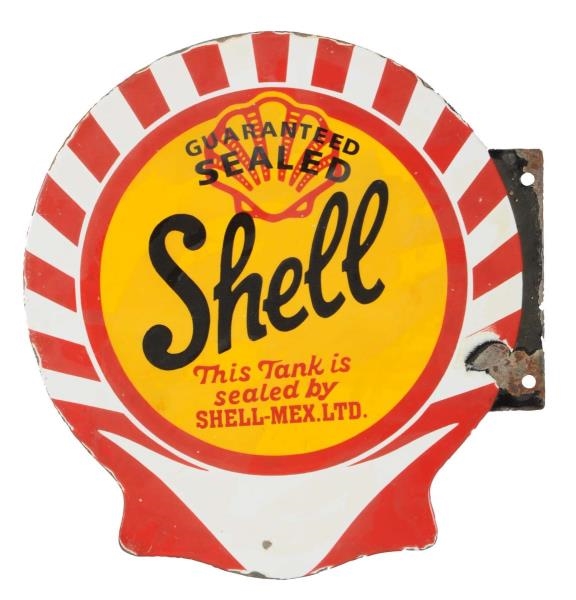 SHELL "GUARANTEED SEALED" SHELL-MEX LTD SIGN.     