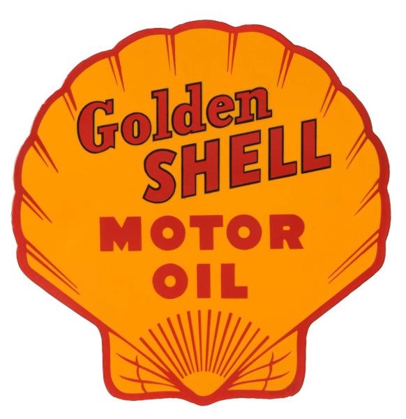 GOLDEN SHELL MOTOR OIL DIECUT SIGN.               