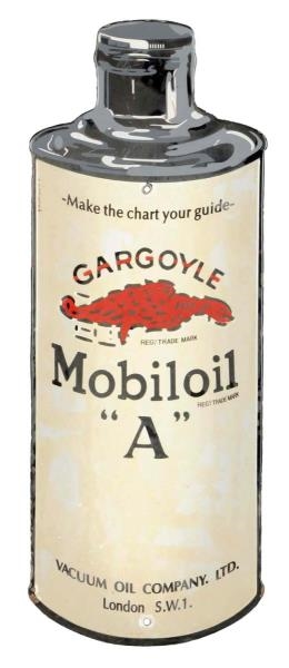 MOBILOIL W/ GARGOYLE "A" ROUND CAN SHAPED SIGN.   