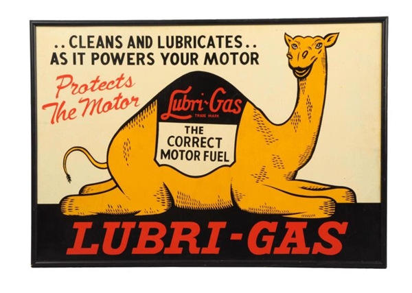 LUBRI-GAS "CORRECT MOTOR FUEL" W/ CAMEL LOGO SIGN.