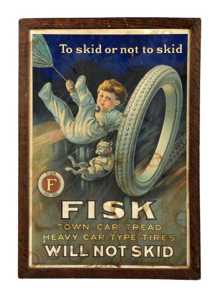 FISK "WILL NOT SKID" W/ LOGO PAPER POSTER.        
