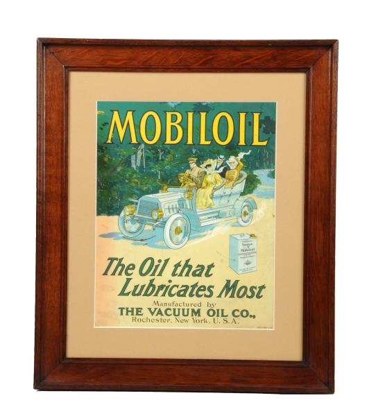 MOBILOIL "THE OIL THAT LUBRICATES MOST" POSTER.   