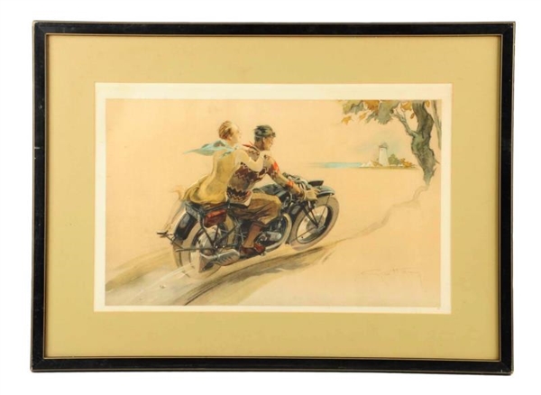 GEOTTANY MOTORCYCLE ORIGINAL LITHOGRAPH.          