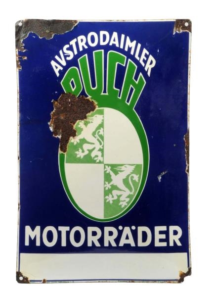 PUCH MOTORRADER (MOTORCYCLE) CONVEXED SIGN.       