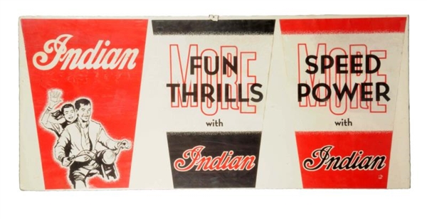 LOT OF 3: INDIAN MOTORCYCLE PAPER PENNANTS.       