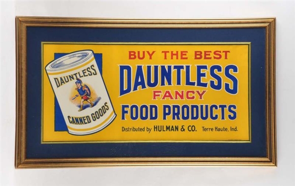 LARGE DAUNTLESS FOOD PRODUCTS ADVERTISING BANNER. 