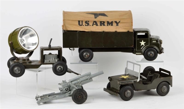 LOT OF 4: US ARMY TRUCK, JEEP & OTHER PIECES.     