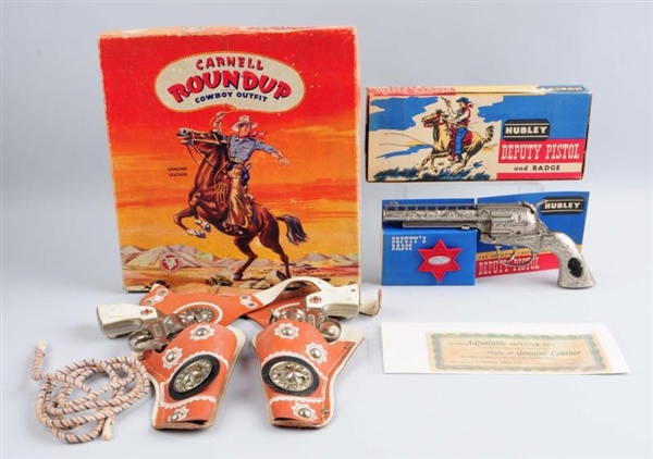 LOT OF 2: CARNELL COWBOY OUTFIT AND HUBLEY PISTOL.