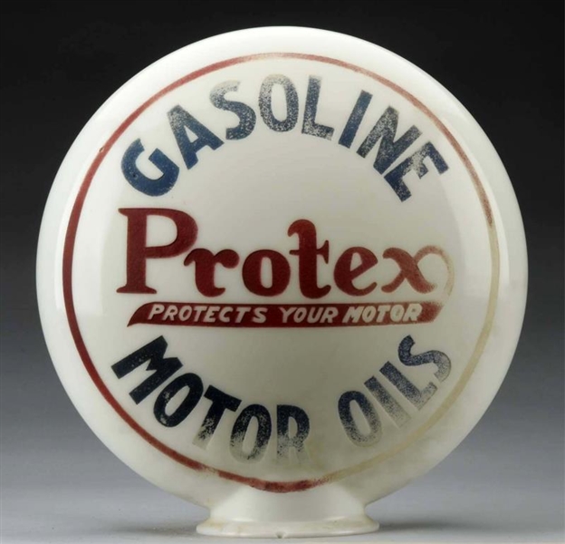 PROTEX GASOLINE MOTOR OIL OPE MILKGLASS GLOBE BODY