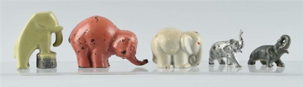 LOT OF 5: CAST IRON ASSORTED ELEPHANT PAPERWEIGHTS
