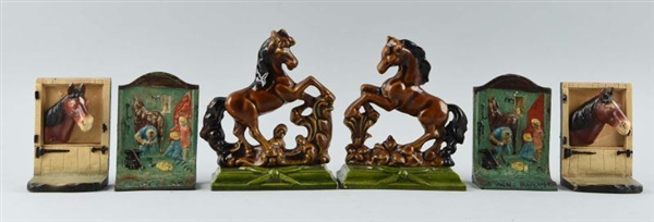 CAST IRON ASSORTED HORSE BOOKENDS.                