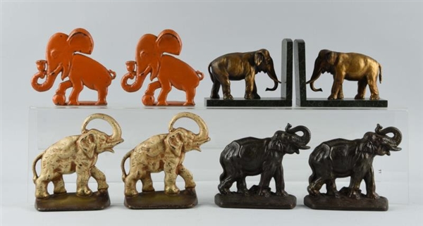 CAST IRON ASSORTED ELEPHANT BOOKENDS.             