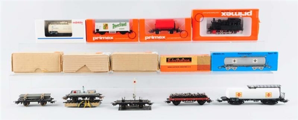 LOT OF 9: PRIMEX, MARKLIN & OTHER TRAINS.         