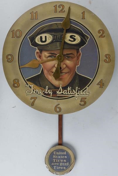 1912 US TIRES ADVERTISING CLOCK.                  