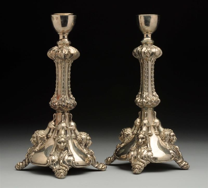 PAIR OF STERLING SILVER CANDLESTICKS.             