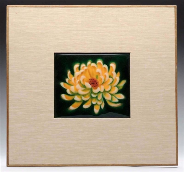 ANDO JAPANESE CLOISONNE PLAQUE WITH YELLOW FLOWER.