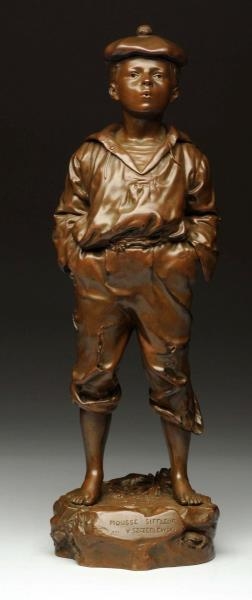 LATE 19TH C. BRONZE FIGURINE OF WHISTLING BOY.    