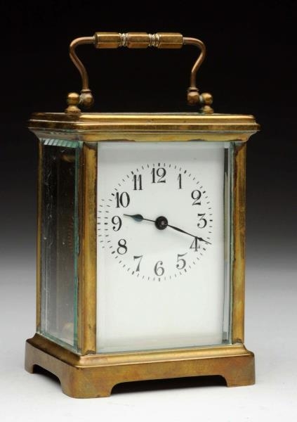 FRENCH BRASS CARRIAGE CLOCK.                      