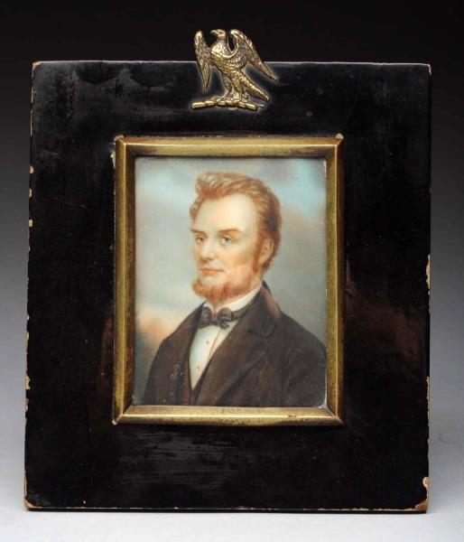 MINIATURE PAINTING ON IVORY OF ABRAHAM LINCOLN.   