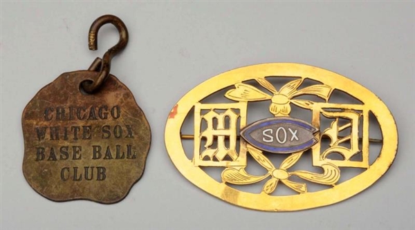 CHICAGO WHITE SOX BROOCH WITH INITIALS.           