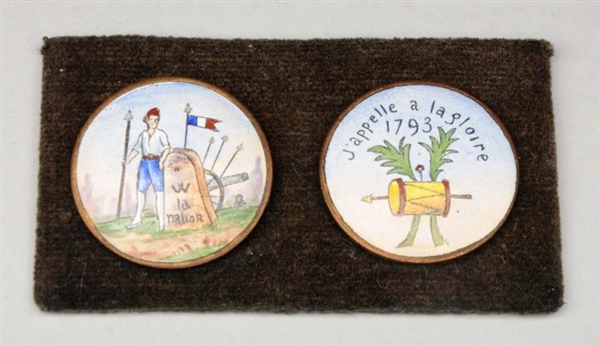 PAIR OF EARLY FRENCH ENAMEL BUTTONS.              