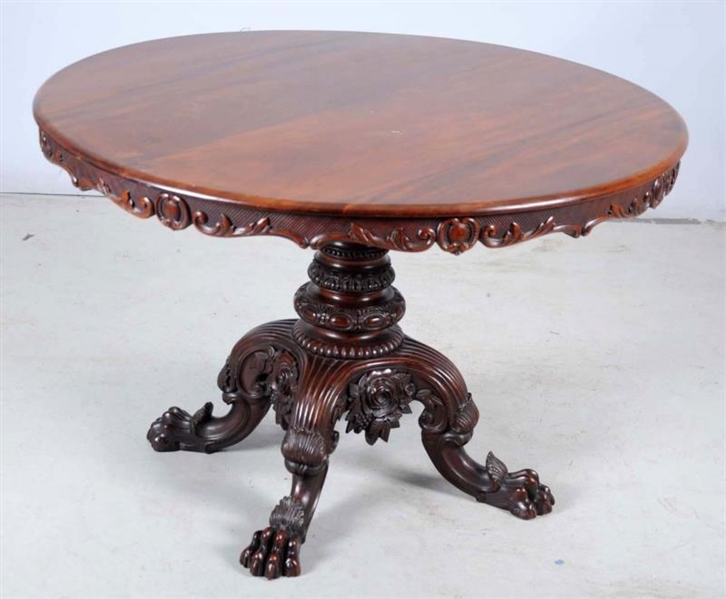 CARVED VICTORIAN ROSEWOOD CENTER TABLE.           