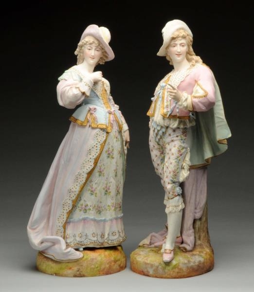 PAIR OF PAINTED BISQUE FIGURES.                   