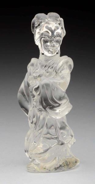 CHINESE ROCK CRYSTAL CARVING OF A LADY.           