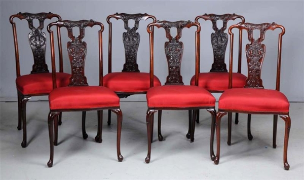 LOT OF 6: CARVED ROSEWOOD SIDE CHAIRS.            
