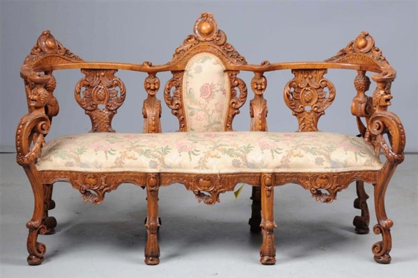 CONTINENTAL CARVED SOFA SETTEE.                   