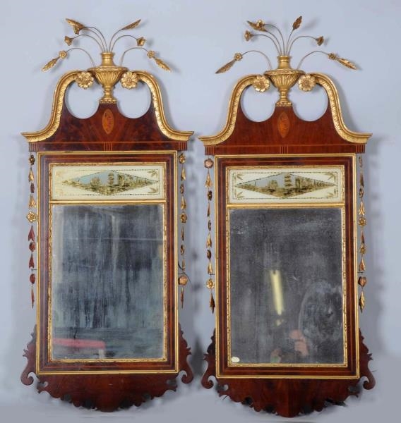 PAIR OF WOODEN FRAMED MIRRORS.                    