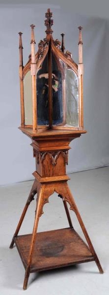 GOTHIC 19TH CENTURY CARVED OAK DISPLAY STAND.     